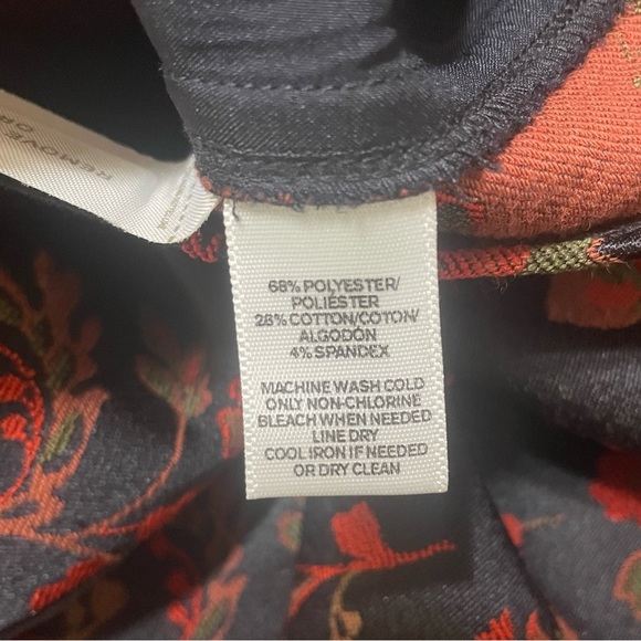 Loft Marisa Black & Orange Floral Pattern Ankle Pants Size 6 Office Business - Picture 5 of 9